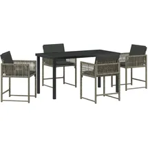 vidaXL Garten Essgruppe 5 pcs Grau Poly Rattan