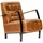 Massivmoebel24 Sessel Echtleder 64 x 83 x 76 cm Cognac mit Armlehnen und Metallbeinen