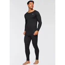 POLARINO Thermounterhemd POLARINO "hoher Wärmerückhalt und atmungsaktiv", Herren, Gr. S (44/46), 2 Stk., N-Gr, schwarz, Feinripp, Obermaterial: 100% Polyester, unifarben, Rundhals, Unterhemden Thermounterhemd, "Skiwäsche-Set", Skiunterwäsche