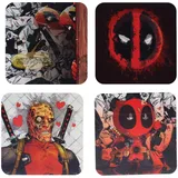 Paladone Marvel Untersetzer Deadpool Wackelbilder 4er Set, beschichtet, aus Kork. in Geschenkverpackung.