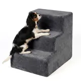 Relaxdays Hundetreppe Hunderampe 3 Stufen grau 36,5 x 35 x 45 cm