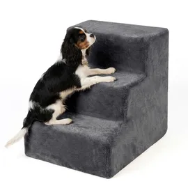 Relaxdays Hundetreppe Hunderampe 3 Stufen grau 36,5 x 35 x 45 cm