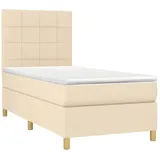 vidaXL Boxspringbett mit Matratze Creme 90x190 cm Stoff