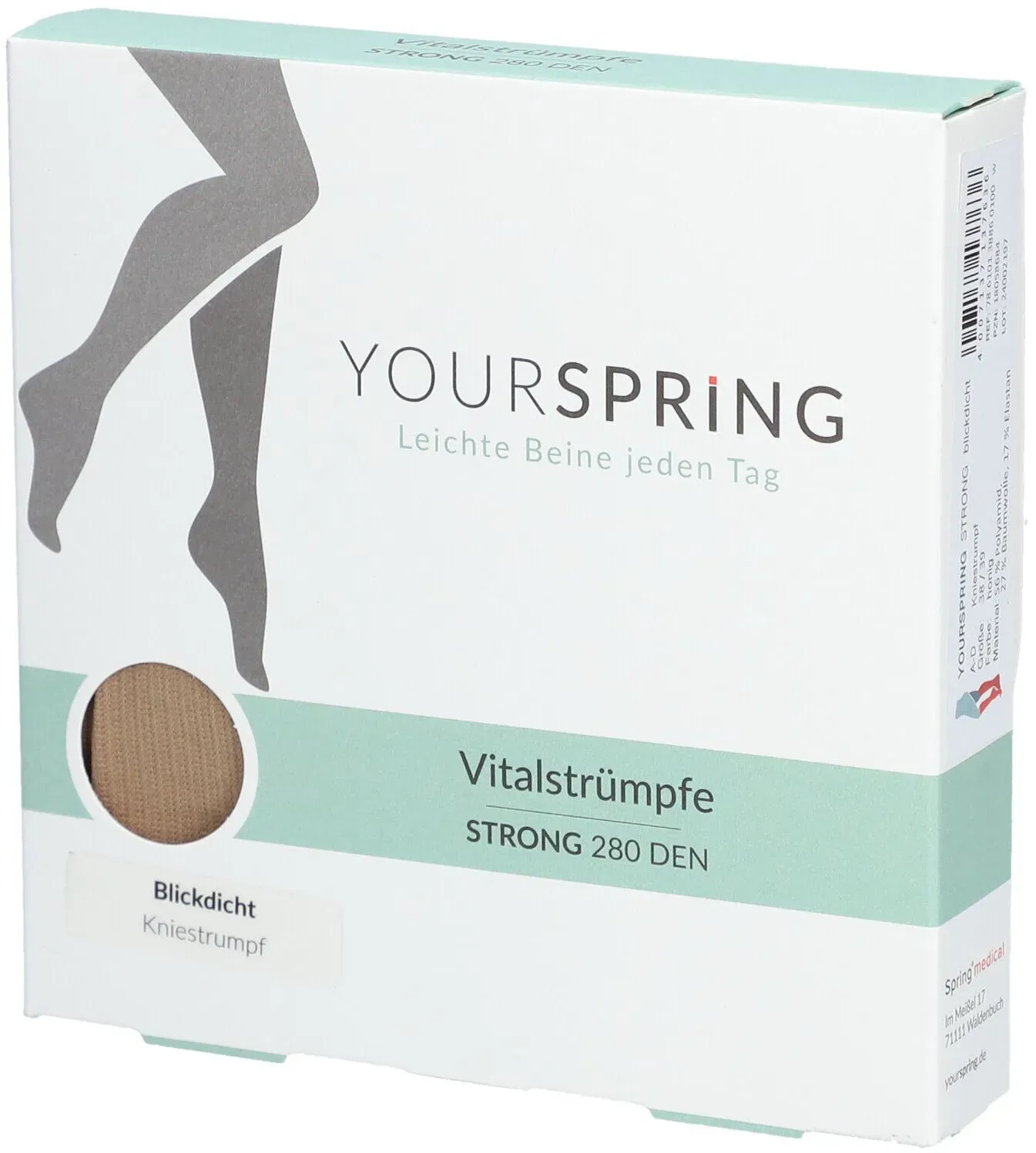 Spring® Yourspring Strong Kniestrumpf blickdicht Gr. 38/39 Honig