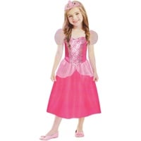 AM Prinzessin Kleid mit Krone Karneval Kostüm Pink Fasching (M (7-10 Jahre))