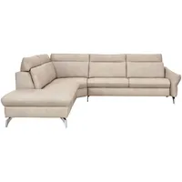 Himolla Komfortklass Ecksofa, Creme, Leder, Echtleder, Rindleder, 5-Sitzer, L-Form, 294x242 cm, Blauer Engel, Goldenes M, Emas, erweiterbar, Typenauswahl, Fußauswahl, Lederauswahl, Stoffauswahl, planbar, Wohnzimmer, Sofas & Couches, Wohnlandschaften, Ecksofas