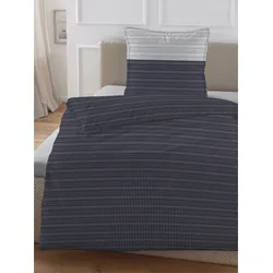 Bettwäsche HECHTER PARIS Gr. 2, blau (marine), B/L: 155cm x 220cm, Satin, B/L: 80cm x 80cm, Satin, 100% Baumwolle, Bettwäsche