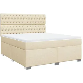 vidaXL Boxspringbett mit Matratze Creme 180x200 cm Stoff