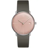 JUNGHANS max bill Damenuhr mit Lederband Grau/Rosa