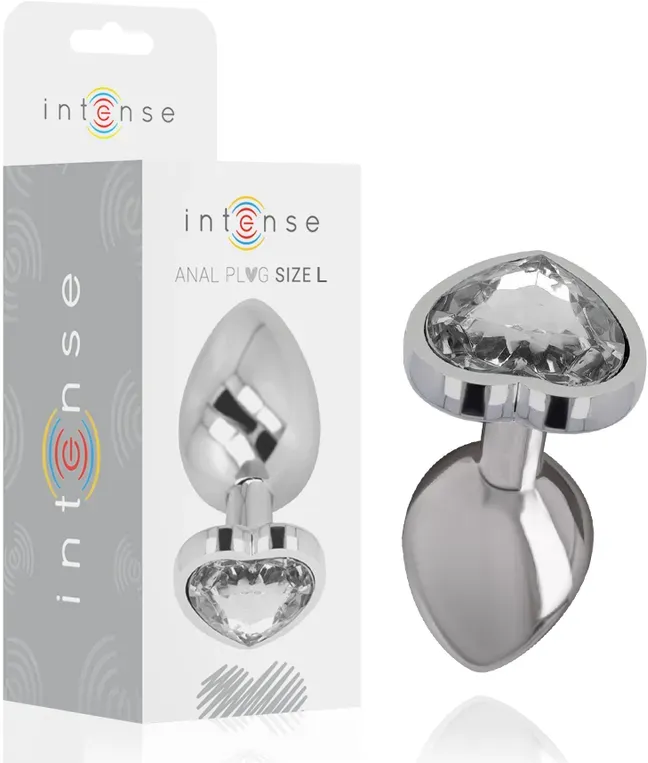 INTENSE - ANALPLUG METALL ALUMINIUM WEISS HERZ GRÖSSE L