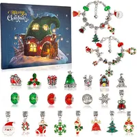 Schmuck-Adventskalender 2025, 22 Türchen Schmuckherstellung Armband Set - Bracy - Silber/Rot/Grün