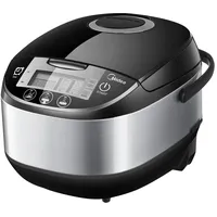 Midea Reiskocher, Multikocher mit 11 Programme, Rice Cooker 5 L für 2-10 Personen, Slow Cooker & Dampfgarer mit 24h Warmhaltefunktion, Timer, inkl. Dämpfeinsatz, Löffel & Messbecher, Schwarz & Silver