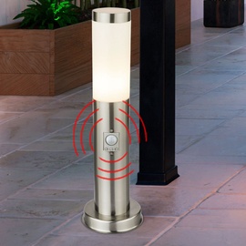 ETC Shop LED Wegeleuchte Stehlampe Gartenleuchte Edelstahl Außenleuchte mit Bewegungsmelder, silber, 9W 810lm warmweiß, DxH 12,7x45 cm, 3er Set