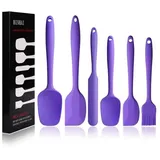 Binhai Silikon Pfannenwender Ölbürste Backpinsel-Set – 4-teiliges Antihaft-Gummi-Spachtel Set mit Edelstahlkern – hitzebeständiger Spachtel Küchenhelfer Set zum Kochen, Backen und Mischen (schwarz)