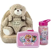 P:os Plüschrucksack Bear Girl mit Brotdose und Trinkflasche