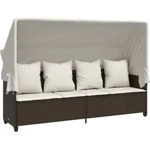 vidaXL Sonnenliege mit Dach und Kissen 200 x 59 x 25 cm Braun