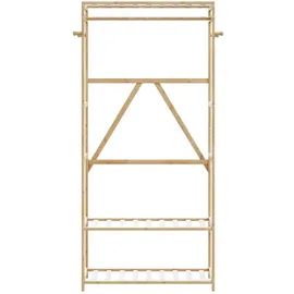 vidaXL Kleiderständer mit Ablagen 80 x 40 x 175 cm Bambus Braun