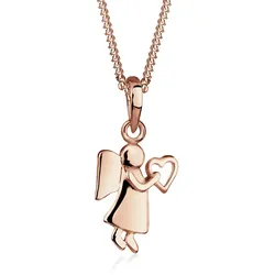 Kette mit Anhänger »Engel Herz Glücksbringer Symbol 925 Silber«, 30845328-55 Rosegold ohne Stein