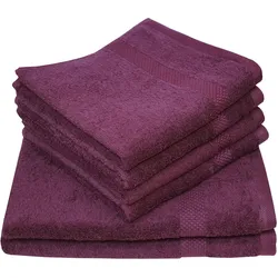 Handtuch Set DYCKHOFF "Planet", lila (beere), 6 tlg., Frottier, Obermaterial: 100% Baumwolle, Handtuch-Sets, 4 Handtücher (50x100cm), 2 Duschtücher (70x140cm)