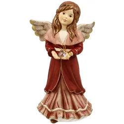 Engelfigur GOEBEL "Himmelsboten, Weihnachtsdeko rot", rot (bordeaux), B:12,5cm H:25cm, Steingut, Dekofiguren, Steingut, Engel - Herzliche Wintergrüße