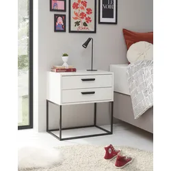 Nachtkommode SCHLAFKONTOR "Suna Kommode, Nachttisch, Nachtschrank", weiß, B:60cm H:65cm T:38,5cm, Melamin, Sideboards, auf Metallgestell