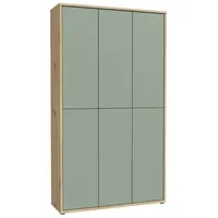 Möbelando Schuhschrank >Alanna< 6 Türen, Salbei/Artisan Eiche Dekor -