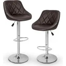 TRESKO Barhocker BH-008, drehbar mit Lehne, 60-80cm Sitzhöhe, Kunstleder, braun, 2 Stück