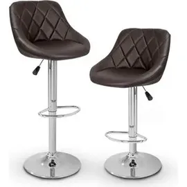 TRESKO Barhocker BH-008, drehbar mit Lehne, 60-80cm Sitzhöhe, Kunstleder, braun, 2 Stück