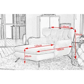 KAWOLA Relaxsessel CHARME Cord 80 x 70 x 200 cm Grau mit Kissen