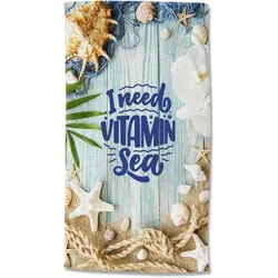 Strandtuch GOOD MORNING "Vitamin Sea", beige (sand), B:100cm L:180cm, Velours, Velours, Handtücher (Packung), Mikrofaser, 100x180, Schnelltrocknend, Sommer, Strand, Erwachsene