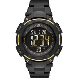 SKECHERS Herrenuhr Ruhland, Digitales Uhrwerk, 45mm Schwarzes, goldenes Polycarbonatgehäuse mit PolyurethanArmband, SR1019