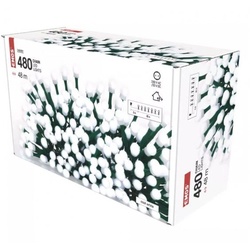 Emos D5AC05 Weihnachtslichterketten Cherry - Kugeln 8m 9W | 480 LEDs | IP44 - Zeitschaltuhr, kaltweiß, grün