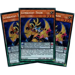 Lunalicht Tiger - Playset (3 Karten) - RA04-DE020 - Secret Rare - 1. Auflage - Deutsch - Yugioh - Quarter Century Stampede - mit RC-Fieldcenter