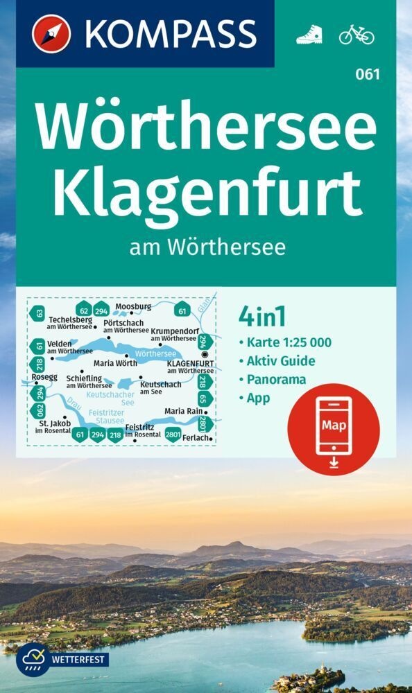 Kompass Wanderkarte 061 Wörthersee  Klagenfurt Am Wörthersee 1:25.000  Karte (im Sinne von Landkarte)