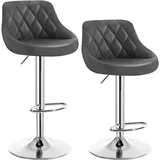Woltu Barhocker Tresenhocker, Gute Gepolstert, Kunstleder, Höhenverstellbar, Drehbar, 11 Farben, 2 X Hocker, Grau - Woltu