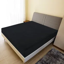 Spannbettlaken 160x200 cm aus Jersey-Baumwolle in Schwarz