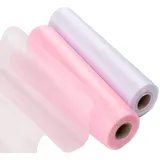Organza-Rollen, 2 Rollen, Organza, transparent, 29 cm x 26 m, eleganter Stoff, transparent, Organza, für Dekoration von Tisch, Hochzeit, Stuhlschleifen, Tischwege, Basteln (Babyrosa, Weiß)