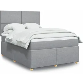 vidaXL Boxspringbett mit Matratze Hellgrau 160x200 cm Stoff