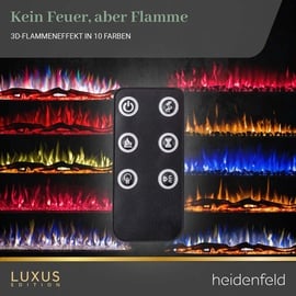 Heidenfeld Home & Living Heidenfeld Elektrokamin HF-WK500, Wandkamin mit LED-Hintergrundbeleuchtung, Bluetooth-Lautsprecher