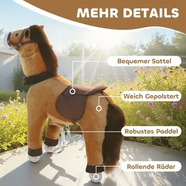 aiyaplay Reitpferd, Spielpferd zum Reiten mit Sattel Rollen, 75 cm Stehpferd Plüschpferd