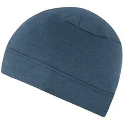 Strickmütze TRIGEMA "TRIGEMA Soft-Cap", Kinder, Gr. 900, blau (jeans, melange), Baumwollmischung, sportlich, Mützen