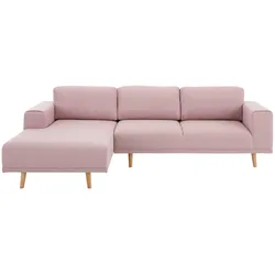 Ecksofa HOME AFFAIRE "Lasse L-Form", rosa (rosé), B:273cm H:90cm T:167cm, Struktur fein( 100% Polyester), Filzoptik (100% Polyester), Luxus-Microfaser (100% Polyester), Sofas, im scandinavischen Stil mit Holzfüßen