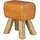 KADIMA DESIGN Retro Turnhocker Echtleder und Holz 40 x 30 x 47 cm Braun