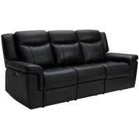 Relaxsofa elektrisch 3-Sitzer - Leder - Schwarz - mit Getränkehalter - KENNETH