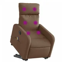 vidaXL Massagesessel mit Aufstehhilfe Polyester 89,5 x 95,5 x 89,5 cm Braun elektrisch