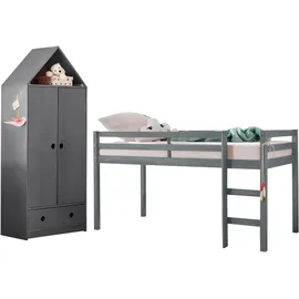 otto home Hochbett Alpi 90 x 200 cm Kiefer massiv grau