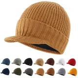 Magracy Herren Winter Knit Visor Hat Outdoor Dicke Schirmmütze Beanie Mütze Gr. Einheitsgröße, camel - Einheitsgröße