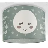 Paco Home Deckenlampe Kinderzimmer Pendelleuchte Lampenschirm Stoff Rund Sterne Design 1 (ø45,5 cm), Deckenleuchte - Weiß