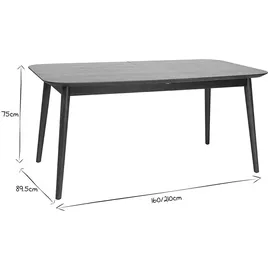 miliboo Erweiterbarer Tisch mit integrierten Verlängerungen rechteckig aus dunkelbraunem Holz B160-210 cm ANK