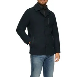 Cabanjacke S.OLIVER, Herren, Gr. XXXL, blau, Web, Obermaterial: 100% Polyester, unifarben mit Farbeinsatz, casual, gerade Po-bedeckend, Rundhals, Langarm, Jacken, mit Knopfleiste, Double-Layer-Look